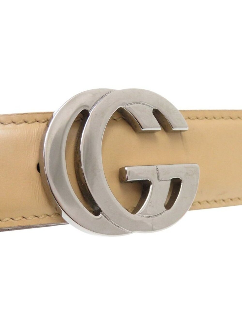 Gucci Interlocking Leather Beige Belt - Picture 4 of 6